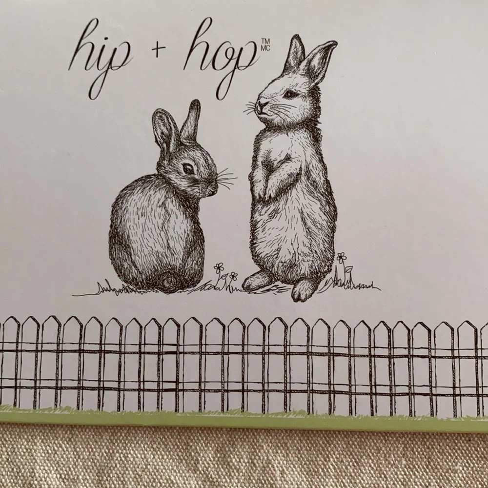 Hip & Hop Easter Boy & Girl Bunny Rabbits Table Runner 3D Spring Gray